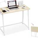 POLWKZU Folding Desk Small Foldable Desk for Small Space, 31.5 Inches Writing Computer Desks in Study, Home Office Foldable Office Desks for Bedroom, Oak