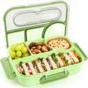EASYFUN Bento Box Adult, Lunch Box, 4-Compartment Lunch Containers, Drop-Proof, Dishwasher Safe & Made with BPA-Free Materials (Green)