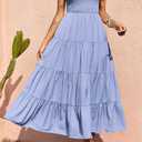 PRETTYGARDEN Women's 2026 Casual Loose Plain Maxi Sundress Smocked Tank Dress Sleeveless Summer Beach Tiered Long Dresses (Blue, XL)