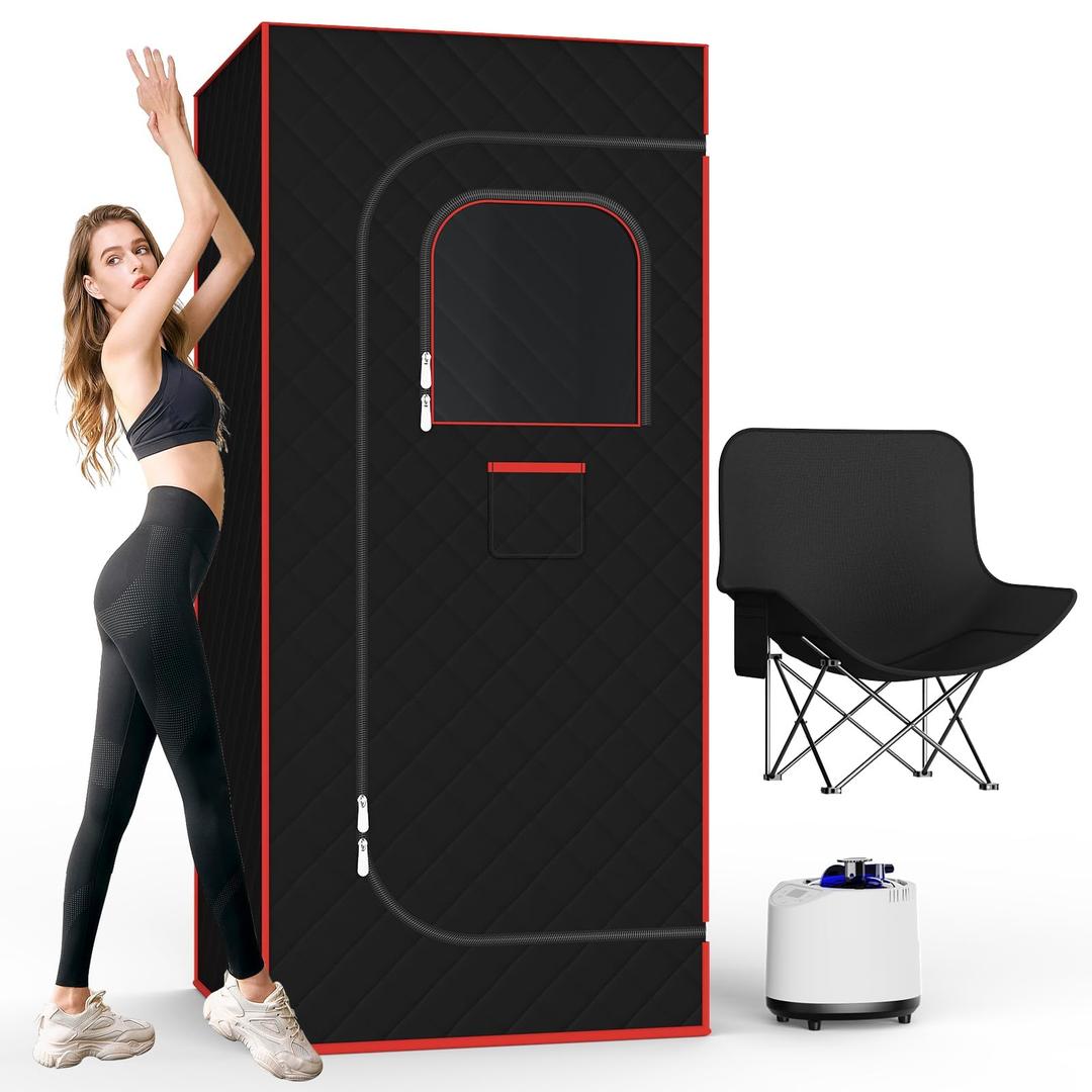 SEN-QII Portable Sauna - Portable Sauna for Home, Sauna Box with 3 L 1200 W Steam Generator, Remote Control with 15 Adjustment Modes, Chair, Remote
