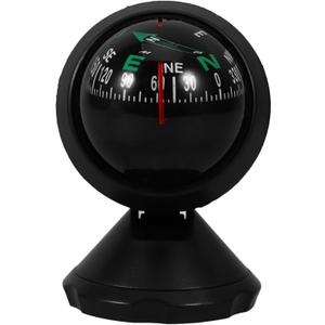Homoyoyo Adjustable Car Compass with Stick-On Base | Universal Dashboard Navigation Tool for Cars, Boats & Outdoor Hiking | Bubble Ball Design Direction Guidance Accessory (Black, 2.5 Inch)