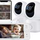 ARENTI Baby Monitor 2 Cameras, Smart Baby Camera with 5-Inch Wireless Display, Super Night Vision, Temperature Sensor, Sound Detection, Auto Motion Tracking, 2-Way Audio, VOX Mode(B2 Set)