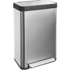 18 Gallon Stainless Steel Step Trash Can with Soft-Close Lid & Stay-Open, Rectangular Kitchen Garbage Bin for Home & Office, Tall Trash Bin No Liner Needed (70 Liter Larger Capacity) (silver)