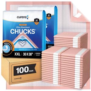 Chucks Premium Disposable Underpads 30x36 [100-Count] Ultra Absorbent Chux Incontinence Bed Pads Disposable Adult with Adhesive Tape, Pee Pads Pet Training Pads XX-Large 30x36 Bulk Pack
