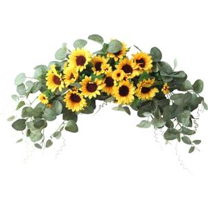 WYSRJ Artificial Sunflower Swag with Eucalyptus, 29.5 Inch Decorative Swag Floral with Sunflowers Wedding Arch Decor Fake Floral Wreath for Door Wedding Party Garden WYSRJ Artificial Sunflower Swag with Eucalyptus, 29.5 Inch Decorative Swag Floral with Sunflowers Wedding Arch Decor Fake Floral Wreath for Door Wedding Party Garden