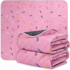 Sunheir Washable Pee Pads for Dogs 2-Pack Reusable Puppy Pads Pet Training Pads, Waterproof Dog Pee Pads for Crate, Whelping Pad, Non-Slip Protects Against Urine Leakage (Leaves - Pink, 18x24)