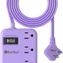 6 USB(2 USB C) Purple Travel Power Strip- 5Ft Lavender Extension Cord with 24W USB Charging Station and 4 Outlets, Purple Desk Accessories with Surge Protector for Cute Kawaii Office Dorm Room