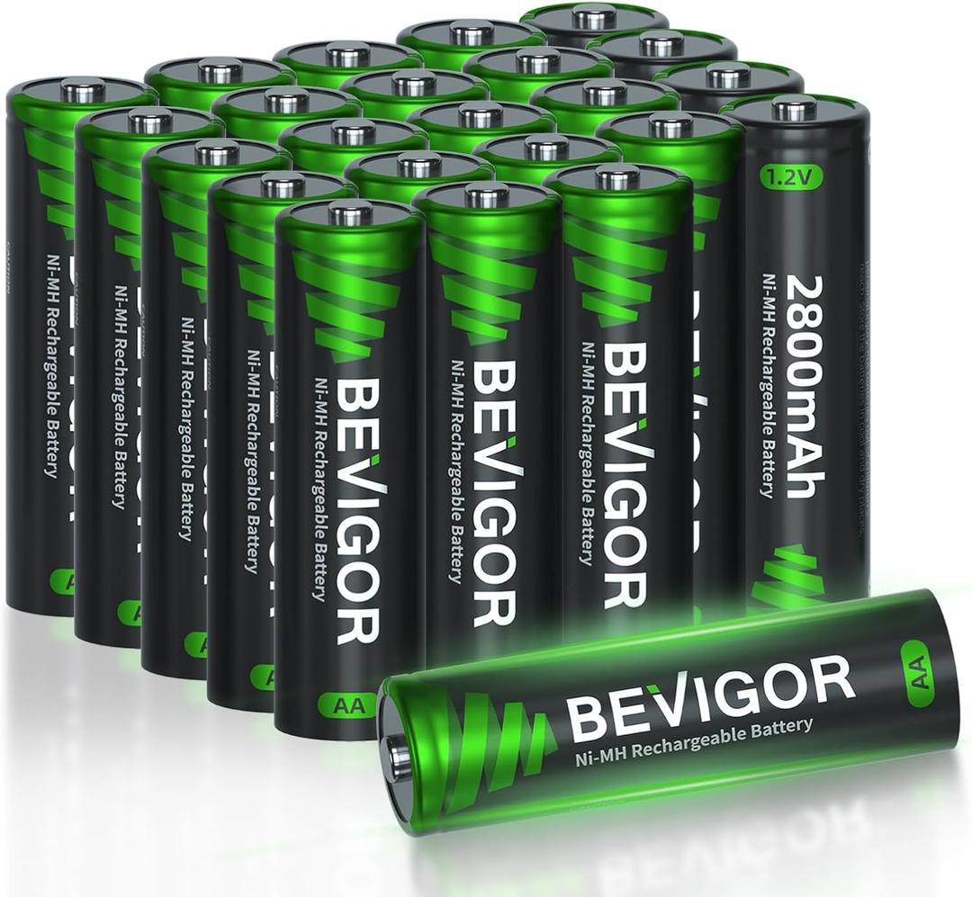 BEVIGOR Rechargeable AA Batteries, 2800mAh High Capacity Double A Batteries 1.2V NiMH Low Self Discharge AA Batteries 24 Count