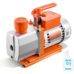 VEVOR Vacuum Pump, 7 CFM 3/4 HP, HVAC Two Stage Rotary Vane AC Vacuum Pump, for R134a R22 R410a R1234YF R32, 4 Pole Motor, for Automotive Air Conditioner Maintenance Resin Degassing, Oil Included