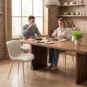 YOUNUOKE Mid-Century Modern Dining Chairs Set of 2, Cream PU Leather Upholstered Kitchen Chairs with Cream Metal Legs, Armless Accent Chair for Dining Room, Guest Reception Room