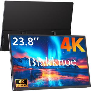 23.8" 4K Portable Monitor, UHD 3840x2160 IPS 400nits 100% sRGB Calibrated Color Gaming Monitor, USB-C HDMI Laptop Screen Extender with Speakers for Desktop, MacBook, PS5, Xbox, Switch