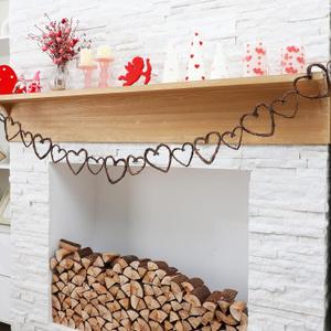 5.4 ft Valentine's Day Vine Hearts Garland Rustic Natural Grapevine Twig Chain Garlands Farmhouse Heart Twig Garland Banner for Wedding Valentine's Day Patriotic Christmas Dating Party Decor