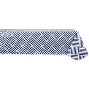 DII Indoor/Outdoor Vinyl Tabletop Collection Grid Pattern, Flannel Backed Tablecloth, Rectangle, 60x84, Navy