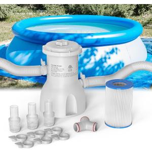 Above Ground Pool Filter Pump, 800 Gallons Flow Rate Pool Pumps Cartridge Pools Filters Pumps for High-Efficiency Water Clean & Debris Filtration, 800 GPH Swimming Pool Pumps Above Ground