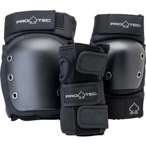 Pro-Tec Street 3-Pack Pad Set - Protective Gear for Skateboarding, Roller Skating, Scooter, Bicycling (Youth Small, Black)