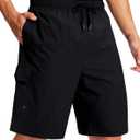 Men's Swim Trunks No Liner 9" Board Shorts Quick Dry Bathing Suit Swimming Beach Shorts for Men with 3 Pockets (Large, Black)