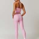 ABOCIW Workout Sets for Women 2 Piece Padded Sports Bra Tank Top High Waist Leggings Sets Gym Yoga Outfits (Pink, M)