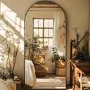 Full Length Mirror, 76"x34" Oversized Arched Mirror Large Standing Mirrors, Tall Mirrors Body Floor Mirror for Bedroom Living Room Aluminum Frame,Black