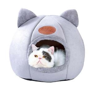 Cat Beds for Indoor Cats, Cozy Cat Cave Bed Dog House Cats Tent with Removable Cushion Pillow, Soft Warm Pet House Puppy Bed, Cute Pet Nest for Kitten Small Dog (Gray, XL-15.75x15.75x15.75 Inches)