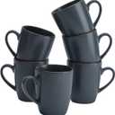 famiware Venus Coffee Mugs for 6, 14 oz Mug Set, Dringking Cup with Handle for Coffee, Tea, Cocoa, Milk, Charcoal