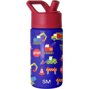 Simple Modern Kids Water Bottle with Straw Lid | 14oz Insulated Stainless Steel Kids Tumbler & Spill Proof Toddler Cup for School, Girls, Boys | Summit | Under Construction