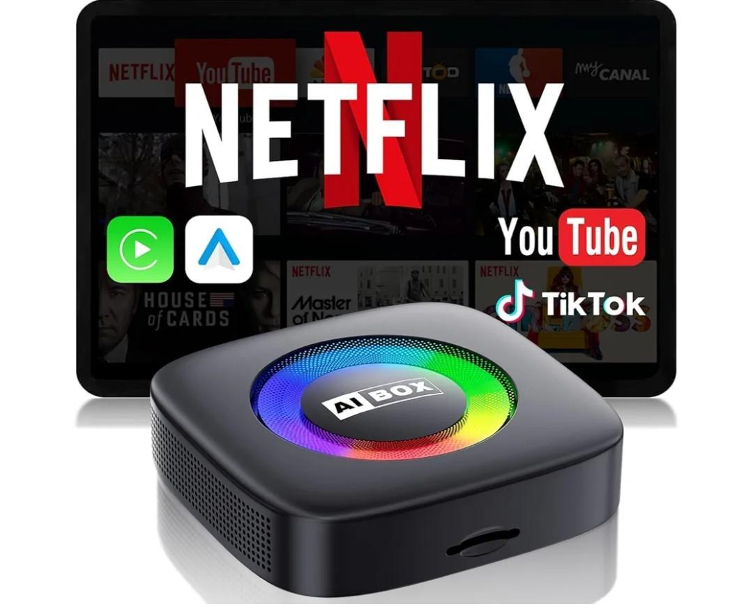 Wireless Carplay Adapter for iPhone Ai Magic Box with Netflix/YouTube Supports TF/Card Dongle Plug and Play Easy Setup Carplay & Android Auto Video Entertainment for iOS 10+ Radio Accessories