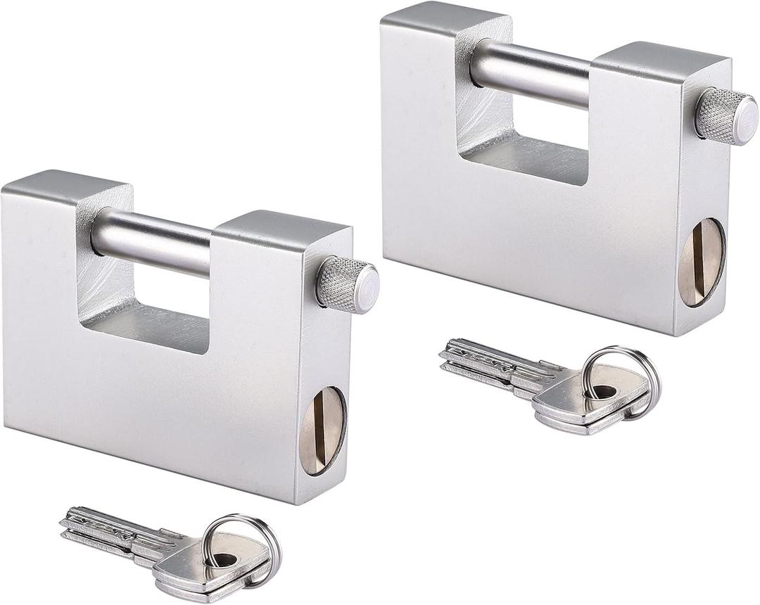 Heavy Duty Padlock for Shipping Container 94mm D-Shaped Lock for Garage Door, Shed, Shutter, Gate, Warehouse (2 Pack, Keyed Alike)