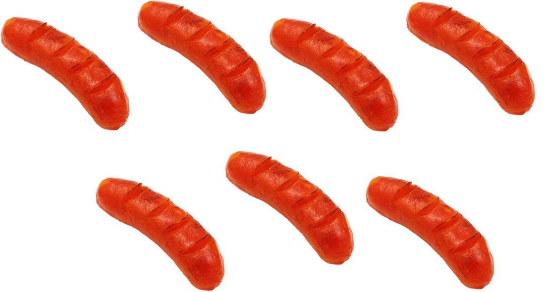 Frinnovan 7 Pack Artificial Hot Dog Fake Sausage Simulated Food Props for Display Lifelike Food Model Kitchen Home Hot Dog Decor Party Decoration Photography Props