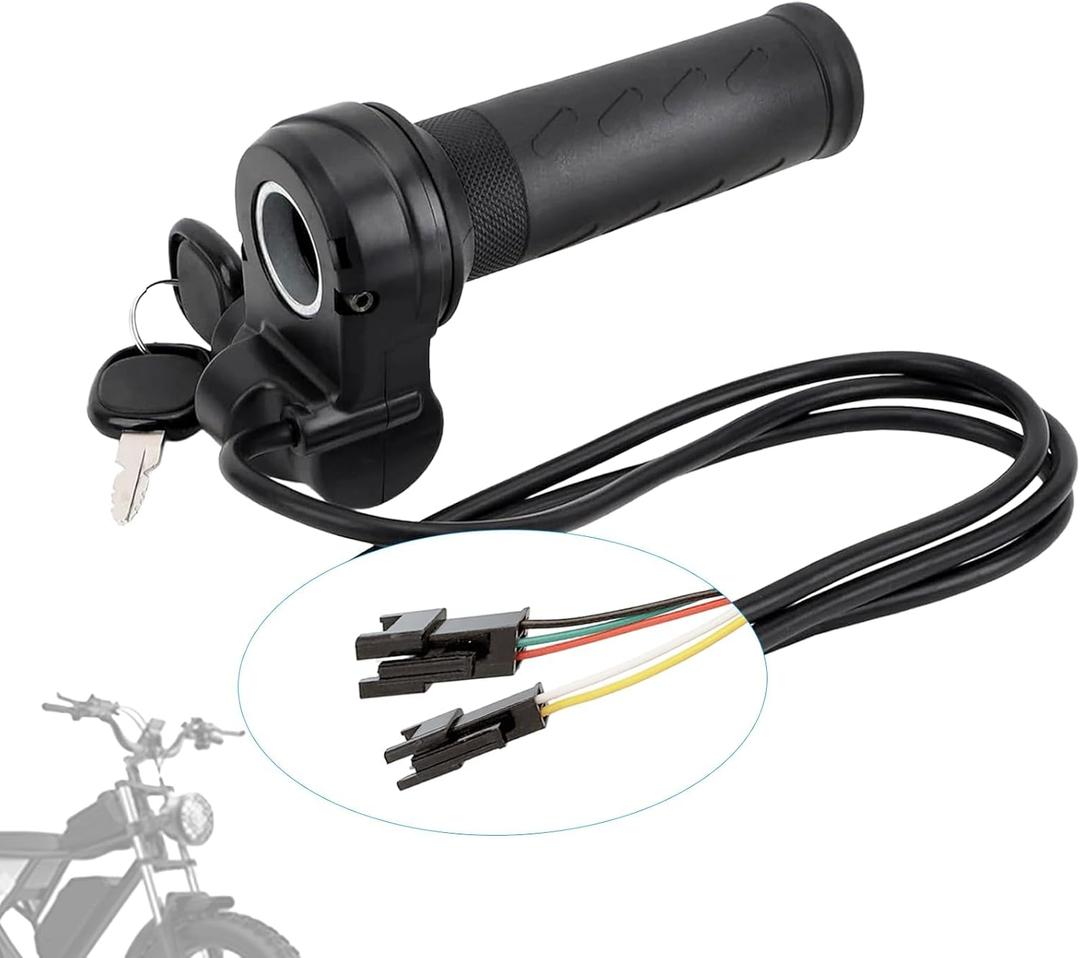 Full Twist Throttle for Ridstar Q20- Custom Fit, Upgraded True Plug & Play Easy Install, 3-Pin Connector, Compatible with Ridstar Throttle Grip for 12V-72V EBike Scooter with 2 Keys(Right Hand)