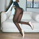 200D Thermal Opaque Winter Tights, Skin-Permeable, Slim Fit (Black, M)