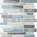 WOWSTAR 10-Sheet Peel and Stick Backsplash Tile for Kitchen, Back Splash Stick On Tiles for Kitchen Wall (Grey and Blue)