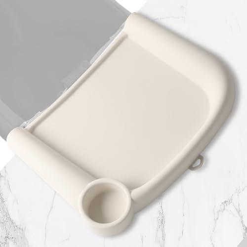LuQiBabe Silicone Baby Dining Tray Compatible with in-gle-sina Fast Table Chair Portable Baby Feeding Tray for Clip-On Fast Table Chair Ideal for Baby, Toddler Perfect for Meal, Restaurant - White