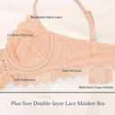 Plus Size Sexy Lace Bra Sheer See Through Bralette Underwire Vintage Maiden Lingerie (34D, Beige)