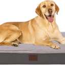 Orthopedic Dog Beds for XL, Large, Medium, Small Dogs - Soft Plush Washable with Egg Crate Foam, Waterproof with Removable Cover & Anti-Slip Bottom, Comfy Striped Dog Bed for Crate, 40x28 Inch, Gray (40.0"L x 28.0"W x 4.0"Th, Dark Gray)