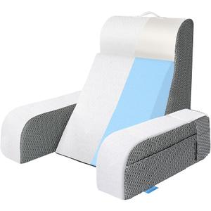 Kayfia Reading Pillow, 10 in 1 Back Pillow for Bed Sitting up with Detachable Arms Rest, Back Rest Pillow with Gel Memory Foam, for Reading/Gaming/Working in Bed or Couch 21'', White, Large