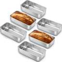 E-far 6 Pack Stainless Steel Loaf Pans, 9x5 Inch Bread Bread Pans, Metal Bakeware for Baking Bread Cake Meatloaf Brownies, Healthy & Non Toxic, Easy Release & Dishwasher Safe