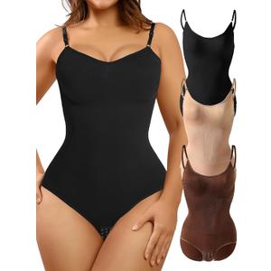 J-pone 3 Piece Tummy Control Shapewear Bodysuit for Women Butt Lifter Panties Stretch Slimming Body Shaper (XX-Large, Multicolora-3 Piece)