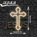 Jesus Cross Neon Signs,Cross Neon Sign Wall Lights Art Lamp Hanging for Home Room Bedroom Christian Wedding Party Wall Decor Christmas New Year Birthday Party Signs, 15.7x11inch