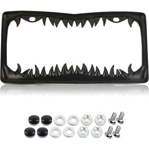 Black Shark Tooth License Plate Frame for Men, Horror Halloween License Plate Frame, 1 Pack Black Shark Tooth License Plate Frame for Men, Horror Halloween License Plate Frame, 1 Pack