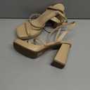 DREAM PAIRS Women's Platform Strappy Heels Open Toe Ankle Strap Square Party Sandals Y2K Dress Shoes (7.5, Nude)