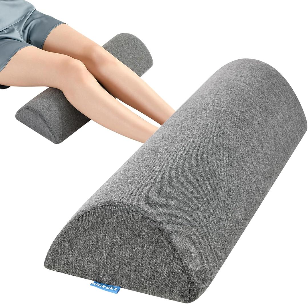 Knee Pillow for Back Sleeping, Memory Foam Leg Pillow for Back Pain, Under Leg Support for Sleeping, Half Moon Bolster Pillow (Standard, Gray)