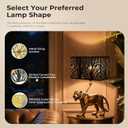 (8"+14") Top (8"+14") Bottom 9" High Rectangular Etched Metal Lampshade | Black & Gold Large Rectangular Tree Shadow Effect Lamp Shade Fits For Table Lamps Floor Lamps Replacement Spider Fitter.
