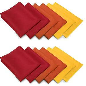 TableLinensforLess Thanksgiving/Fall Cloth Napkin Sets (12 Pack, Gold/Burnt Orange/Red)