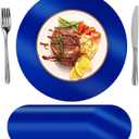 SHACOS 100Pcs Disposable Paper Placemats Blue, 13" Round Place Mats Dining Table Paper Charger Table Mat for Christmas Dinner Party Wedding Birthday Banquet Table Setting Decor