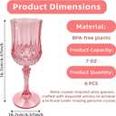 JUSONEY Vintage Plastic Wine Glasses,Crystal Textured Plastic Goblets,Disposable Wine Glasses for Parties,Weddings,Elegant Events(6pcs-Rose Gold)