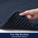 RESARE Waffle Bath Mat, Super Absorbent Non Slip, Machine Washable, Ultra Soft Boho Bath Rugs with Tassels, Upgraded Bordered Design, 17"x24" Navy