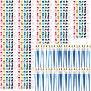 50 Pack Mini Acrylic Paint Set, 12 Colors Washable Acrylic Paint Strips with 100Pcs Painting Brushes for Kids&Adults Paint, 700PCS Kids Painting Kit for Birthday Party Favor, Classroom, Art Gift