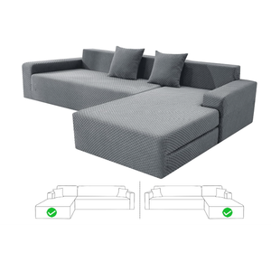 ZNSAYOTX Sectional Couch Covers, Stretch Jacquard Slipcovers with Elastic Bottom for L-Shape Sectional Sofa, 2 Pcs Pet Friendly Modular Sofa Protector (3 Seat Couch + 3 Seat Chaise, Army Green)