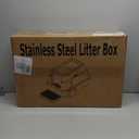 Stainless Steel Litter Box with Lid,Front Entry Top Exit Kitty LitterBox,Extra Large Enclosed Metal Cat Box with Litter Scoop & Litter Mat-Black