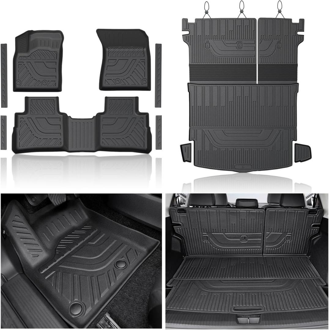Floor Mats Set for Nissan Rogue 2021-2025 2026 (Not fit Sport), All Weather TPE Backrest Mat Trunk Mat Cargo Liner Door Sill Guards Accessories (2021-2026 | Floor Mats Set)